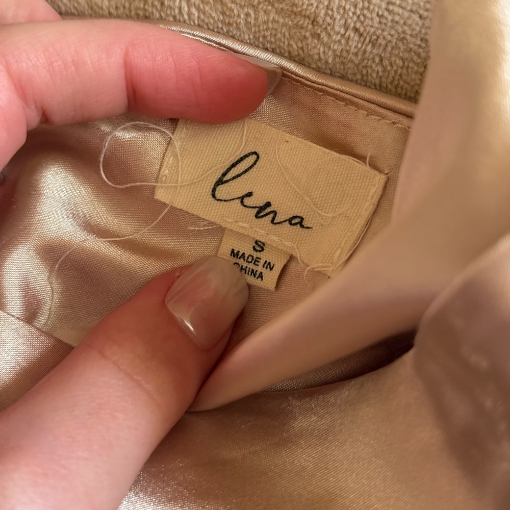 Lena One-Shoulder Satin Dress in Champagne - Picture 3 of 3
